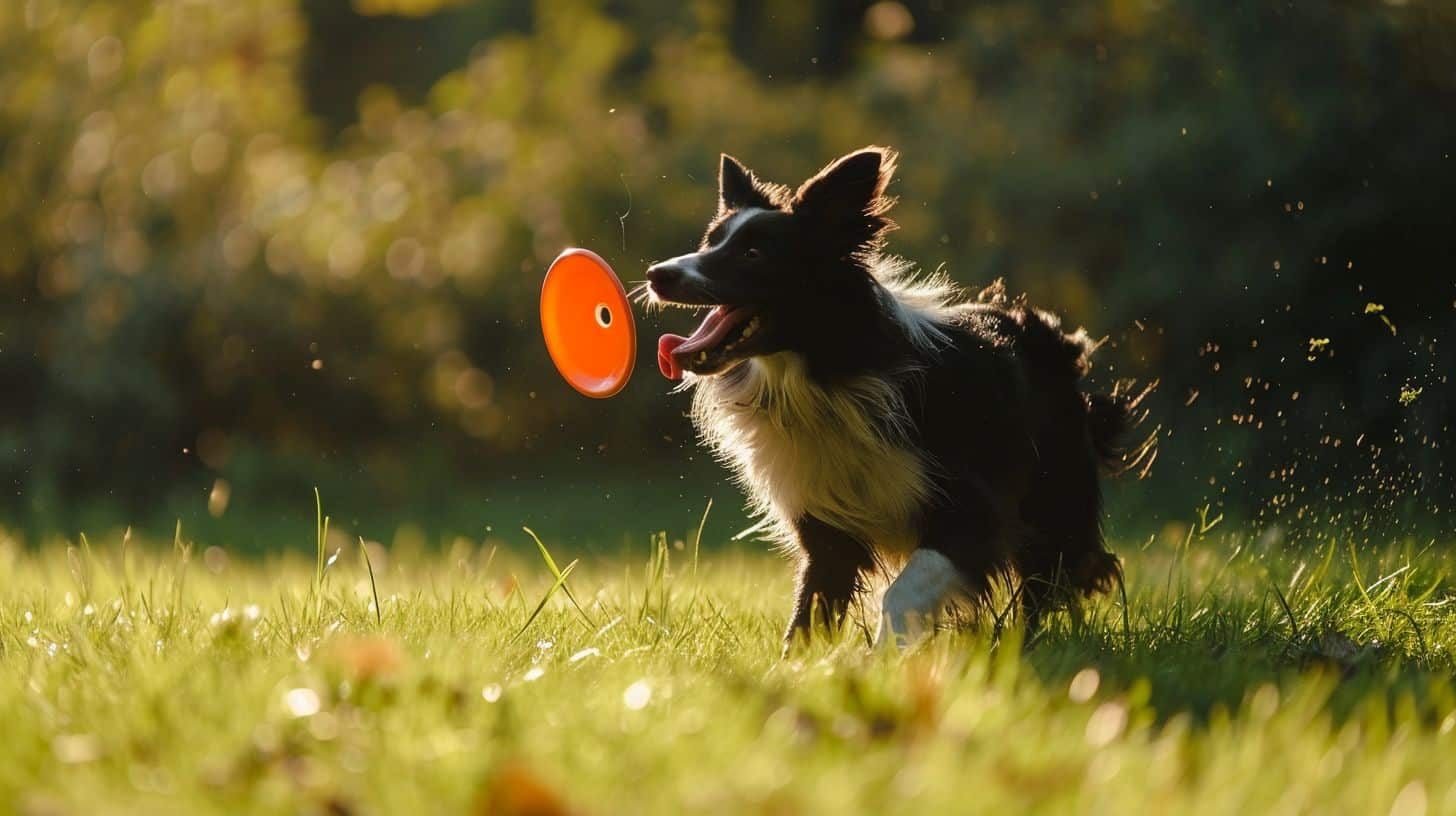 Cachorro brincando com frisbee