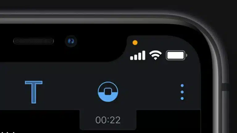 O que é o ponto laranja na parte superior da tela do iPhone?
