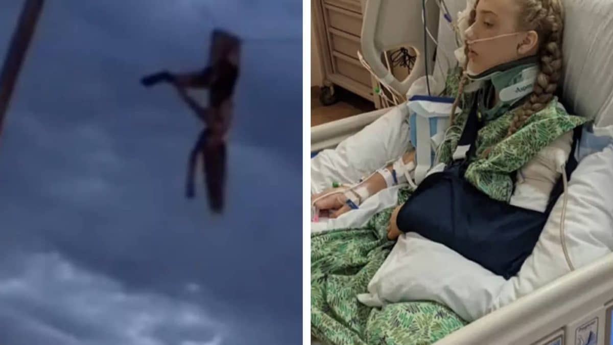 Adolescente deixada pendurada por uma perna quebrada em linha de energia após acidente horrível revela maneira terrível como sobreviveu.