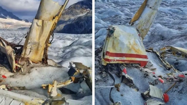 Geleiras derretendo revelam destroços de avião e corpos