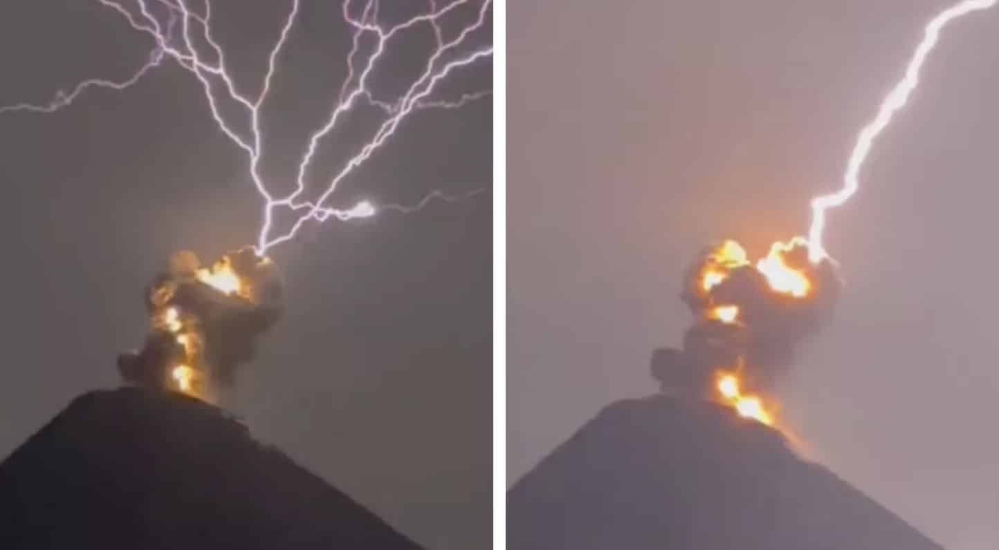 Lava encontra relâmpago: vídeo viral mostra fenômeno