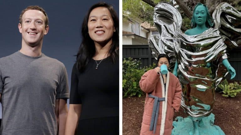 Mark Zuckerberg instala uma estátua gigante de sua esposa em seu quintal e os fãs estão enlouquecendo