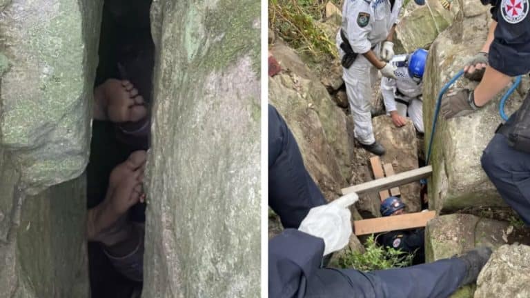O que aconteceu com a mulher que ficou pendurada de cabeça para baixo entre duas enormes rochas após deixar cair seu iPhone?