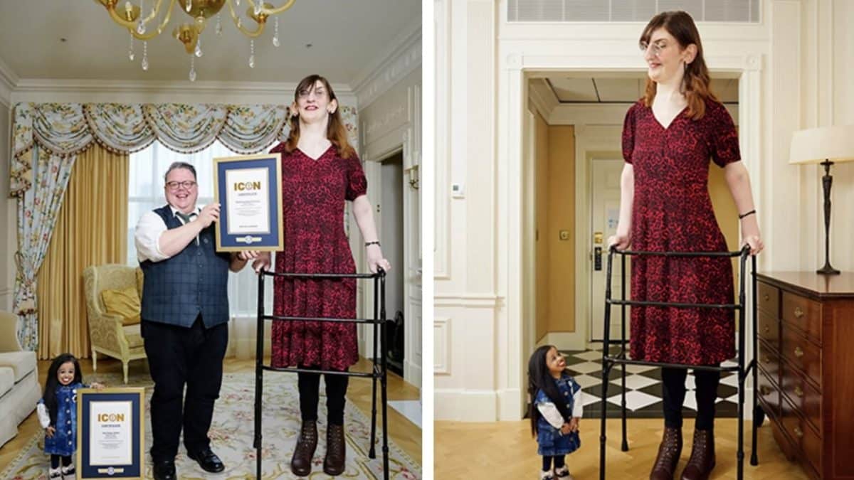 A mulher mais alta do mundo e a mulher mais baixa do mundo se encontraram pela 1ª vez