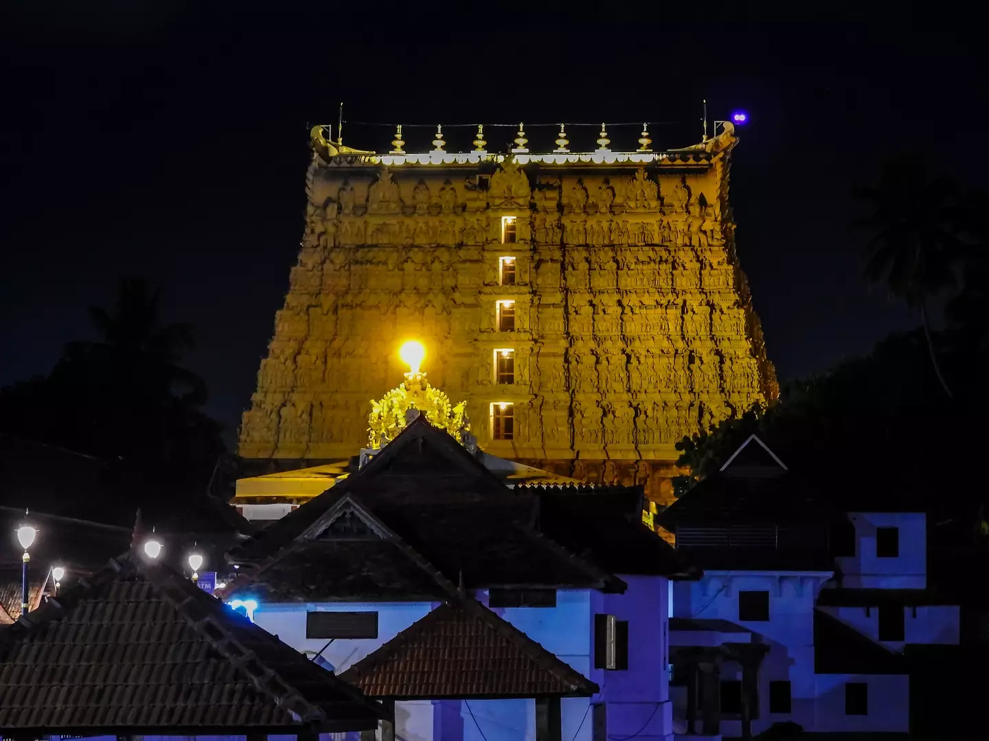 O Templo de Shree Padmanabhaswamy está localizado no estado de Kerala, na Índia.