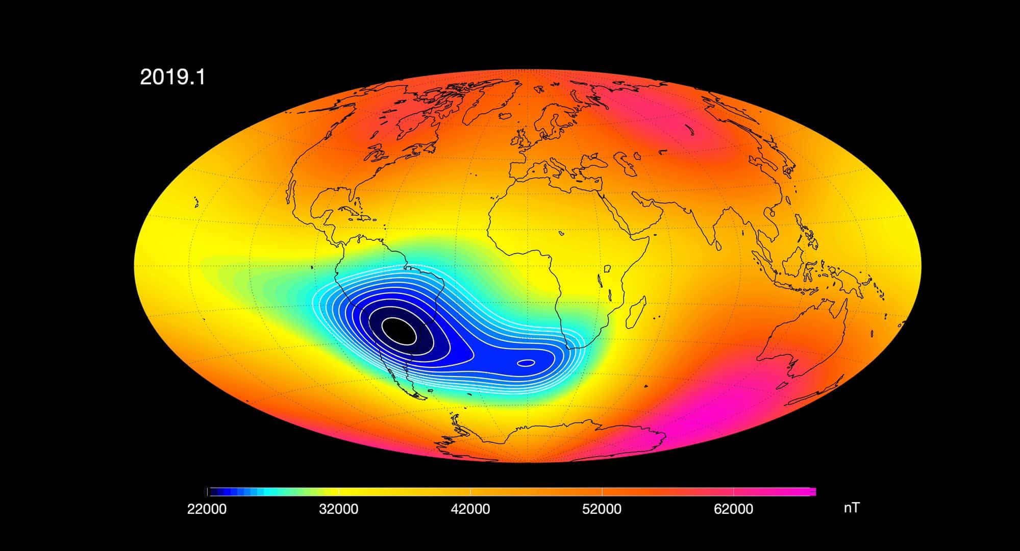 A Anomalia do Atlântico Sul no Planeta Terra (Centro de Voos Espaciais Goddard da NASA)