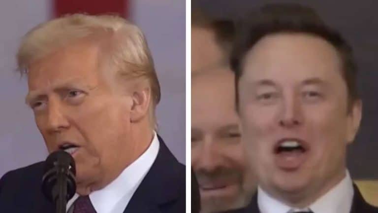 Elon Musk faz gesto bizarro para a câmera enquanto Donald Trump promete ida a Marte durante discurso de posse