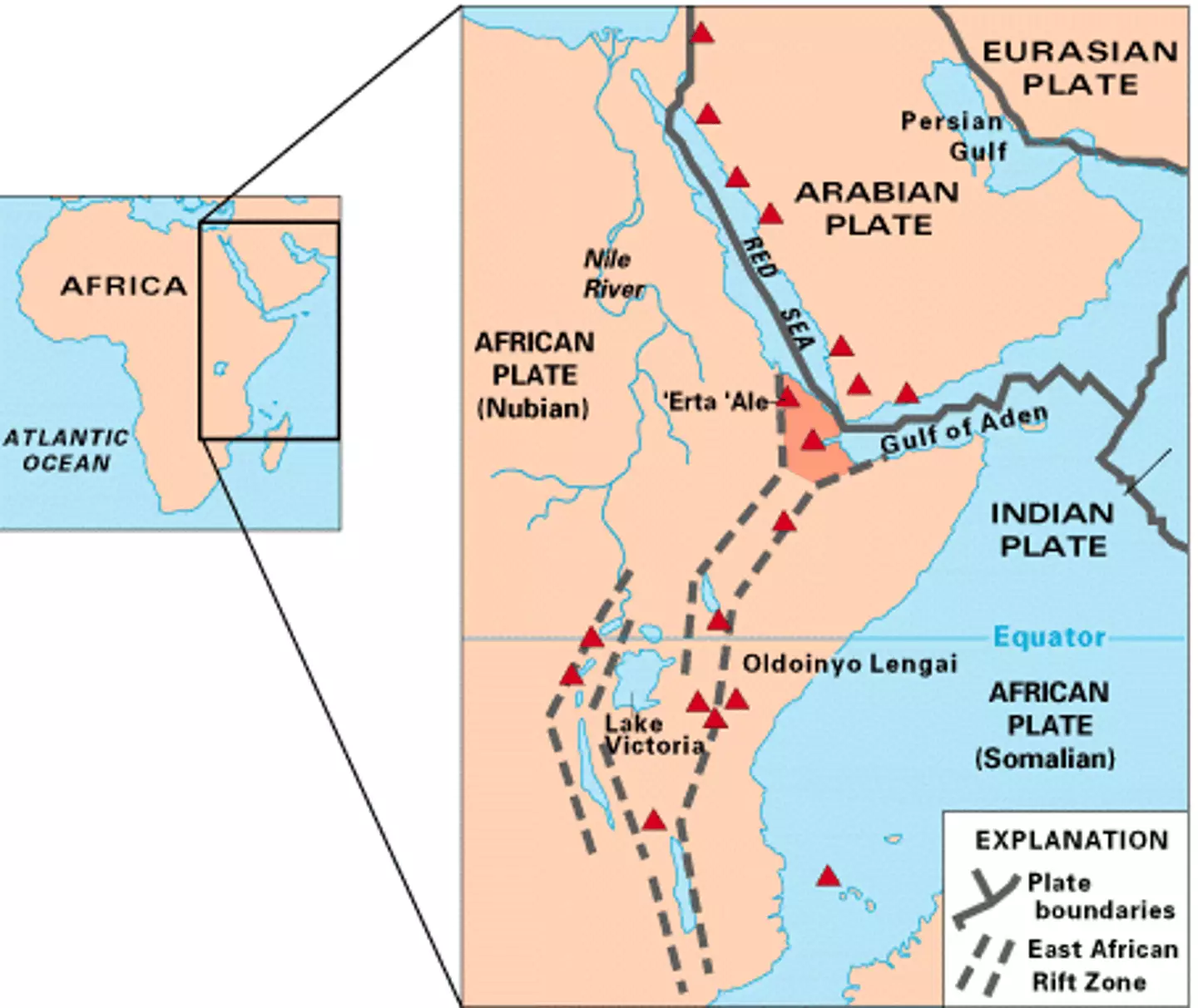 O Rift da África Oriental está se separando. (USGS)