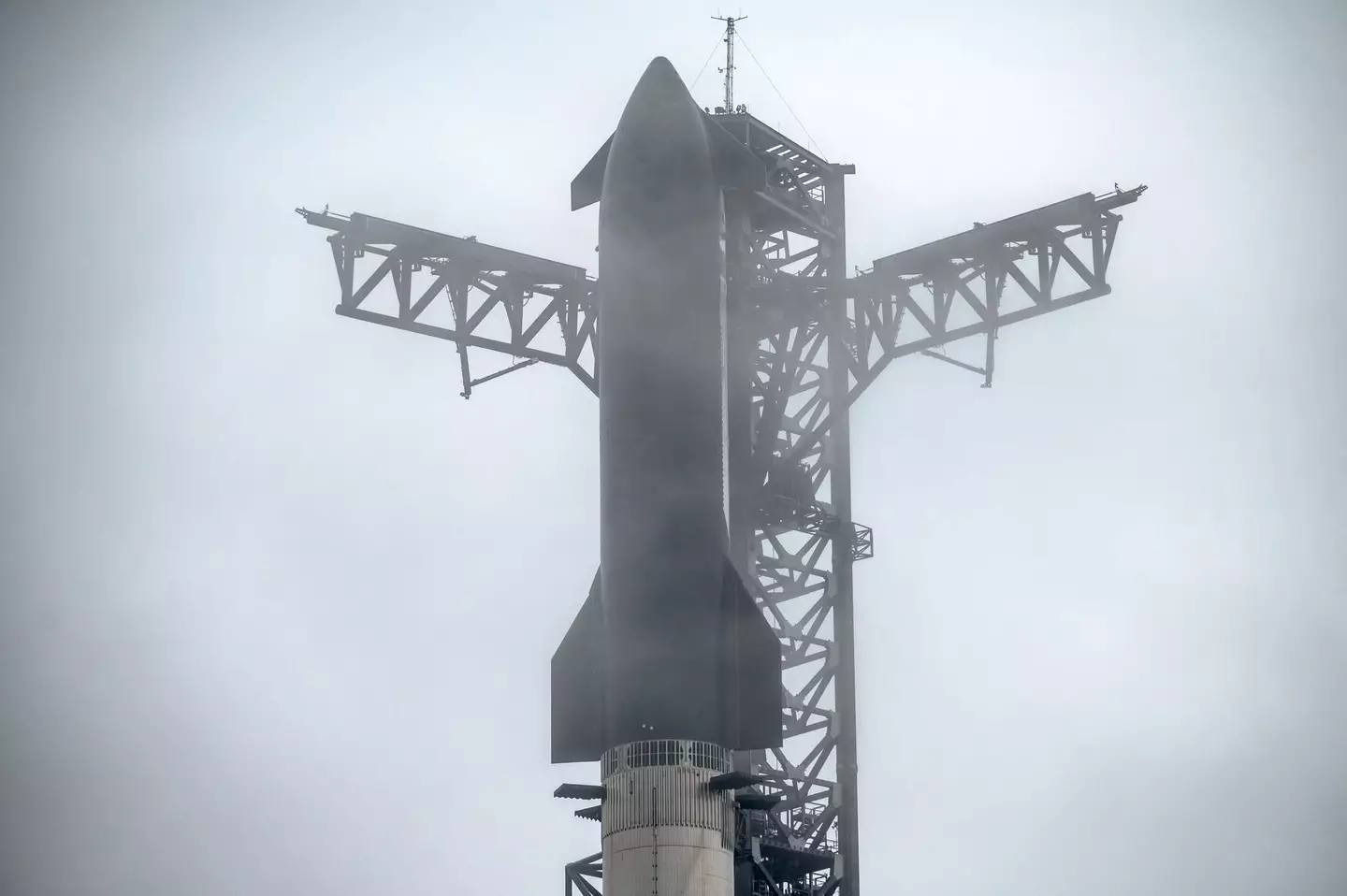 O Starship da SpaceX na plataforma de lançamento em 14 de janeiro, no Texas.