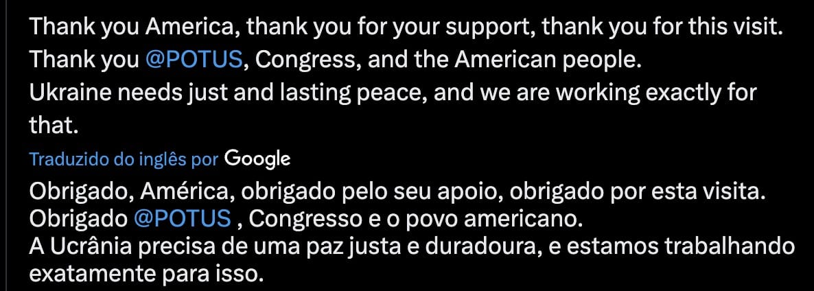 Zelenskyy divulgou uma declaração no Twitter após a discussão acalorada com o POTUS (Twitter/ @ZelenskyyUa)