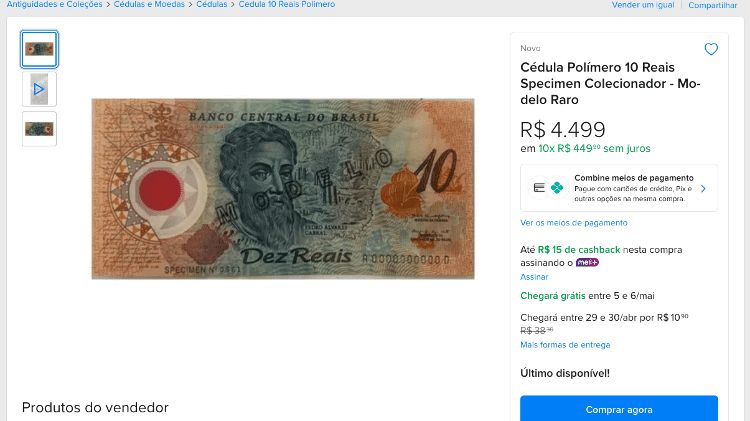 Lembra dela? Nota de R$ 10 de plástico pode valer uma fortuna hoje 