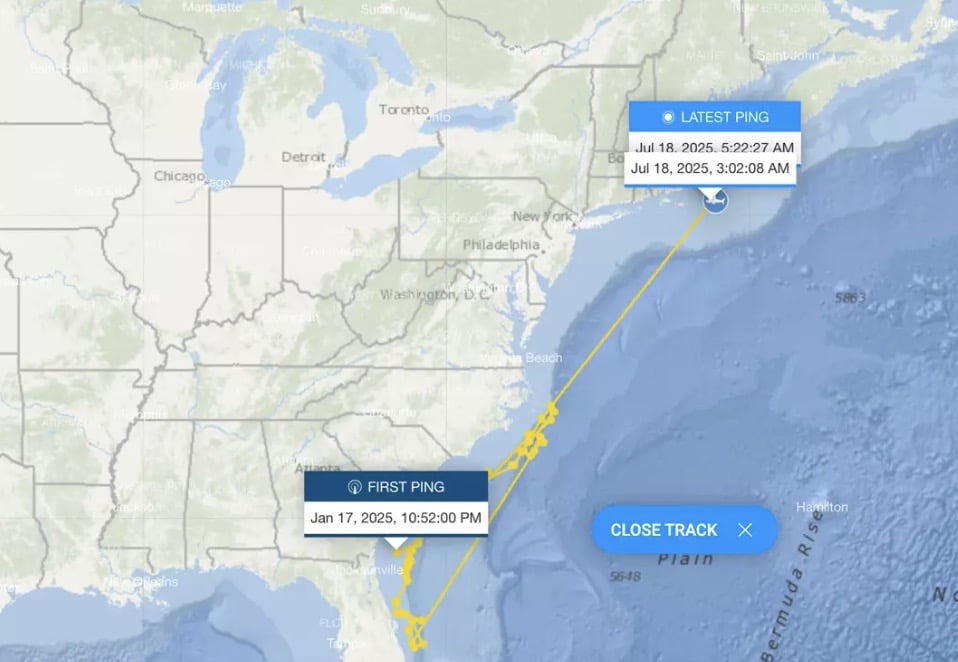 O rastreamento mostra os movimentos de Contender desde janeiro (OCEARCH)