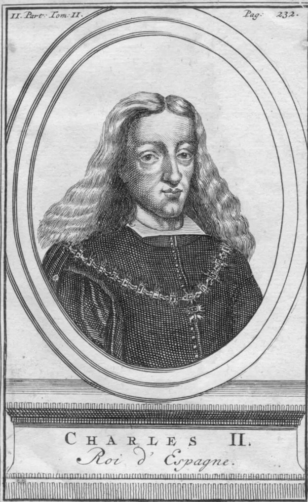 O rei Carlos II da Espanha, que governou a partir de 1665, nasceu tragicamente com uma série de deformidades